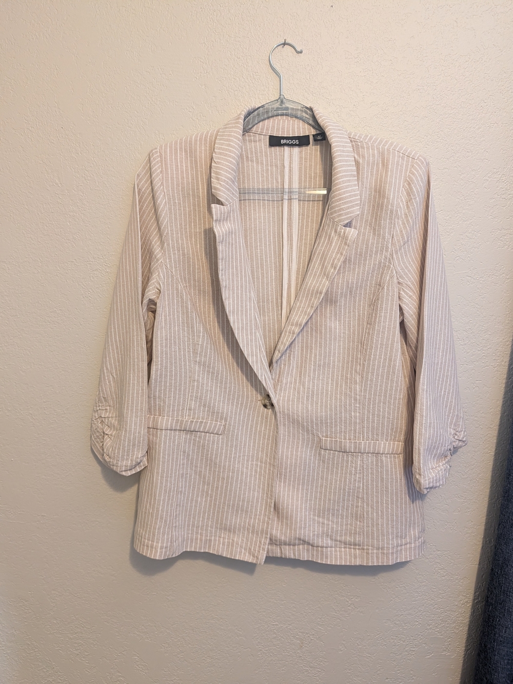 Briggs New York Women's Beige Pinstripe Blazer